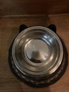 Cat Food or Water Bowl Elevated Inclined Raised Tilted With Stainless Steel Bowl - Picture 1 of 2