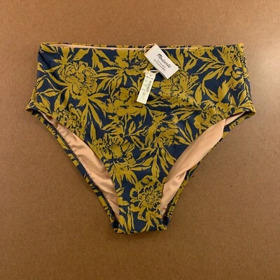 Madewell Womens Size Large Deep Shadow Floral High-Waisted Bikini Bottom NWT - Image 1 of 4