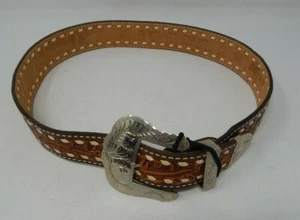 Vintage Leather Belt and Buckle Adm Award Design Medals Silversmith Collection - Picture 1 of 3