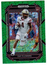 2023 PANINI PRIZM DRAFT PICKS PRIZMS GREEN SHIMMER #143 ZAY FLOWERS  #1/8