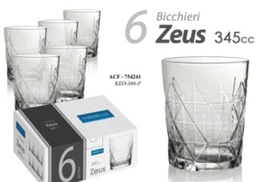 SET DI 6 BICCHIERI VETRO ZEUS 345CC CALICE BRINDARE BRINDISI BAR LIQUORE BERE - Foto 1 di 1