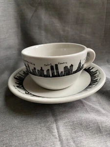 Fishs Eddy 212 New York Skyline Cup and Saucer Set NYC Twin Towers Discontinued - Picture 1 of 4