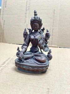 Tibetischer Buddhismus weiße Tara Göttin Rupa reines Kupferoxid Statue Skulptur - Bild 1 von 6
