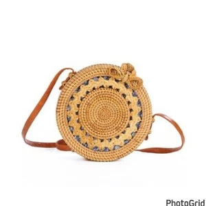 Round Rattan Purse - Picture 1 of 8