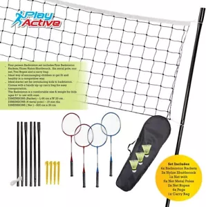 Set badminton professionale 4 giocatori racchetta pali navetta borsa a rete gioco sportivo - Foto 1 di 9