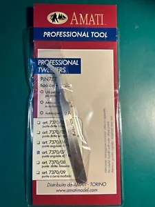 Tweezers 45° Angled Point Amati 7370.07 Stainless Steel Long 120mm - Picture 1 of 3