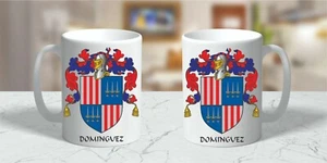 ESCUDO DE ARMAS HERÁLDICA ~ ESCUDO DE LA FAMILIA DOMINGUEZ ~ TAZA DE CERÁMICA 11 oz. - Imagen 1 de 1