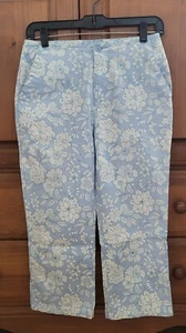 Gap Kids Light Blue White Floral Capri Pants Girls Size 16 - Picture 1 of 5