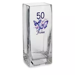 Personalised Birthday Flower Vase Gift Any Age With Butterfly GV-40 - Picture 1 of 2