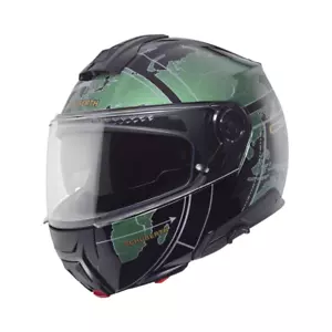 Schuberth C5 Globe Flip UP Modular Motorcycle Helmet Matt Black Green, SC2 comm. - Picture 1 of 12