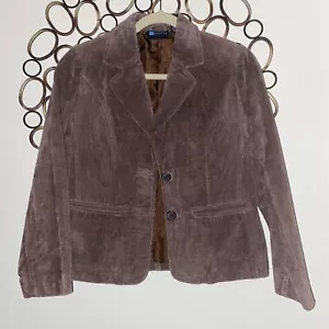 RELATIVITY - Brown Button Suede Jacket Womens SZ Small PS - Picture 1 of 3