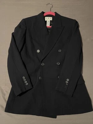 Chaqueta Blazer INC Mujer Talla 4 Negra International Concepts Un Botón Lana Foto 1 de 4
