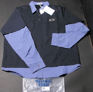Aelfric Eden Double Layer Polo Long Sleeve Tee Blue Size XL NWT - Picture 1 of 7