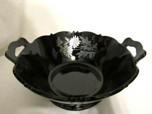 Vtg Mt Pleasant Black Amethyst glass center piece bowl by LE Smith co - Picture 1 of 7