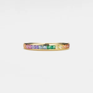 Rainbow LGBTQ Pride Stacked Band Ring in 925 Sterling Silver - Picture 1 of 9