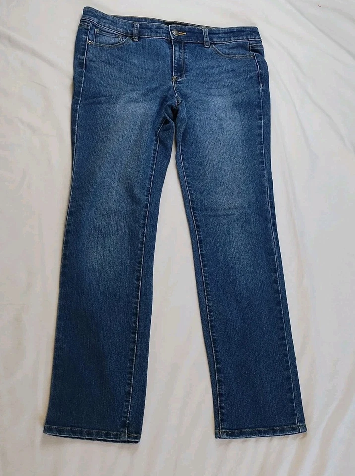 Pantalones de mezclilla para mujer Daisy Fuentes talla 10 5 bolsillos elásticos azules (34x29) Foto 1 de 4