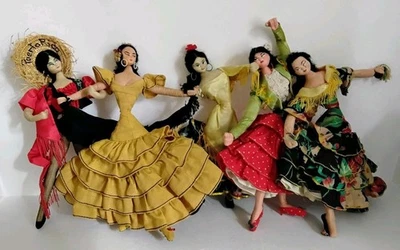Vintage Layna 11" Artist Doll Lot Spain Klumpe Roldan Style Dancer Puerto Rico - Image 1 of 4