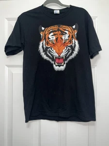 Camiseta Retro Gato Salvaje Cara de Tigre Rayas Gruñendo Mediana Animal Safari Y2K - Imagen 1 de 4