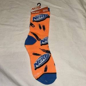NERF HASBRO KIDS NOVELTY Crew SOCKS Orange & Blue !! Size 7-10 - Picture 1 of 4