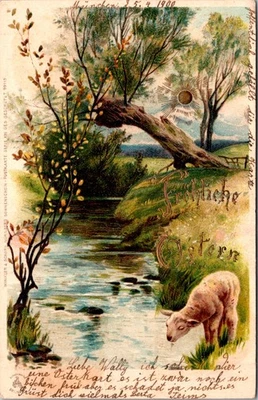 GERMANY 1900'S BAYERN POSTAL HISTORY PICT POSTCARD ADDR BERLIN & POSTMARK - Image 1 of 2