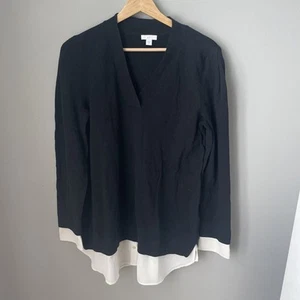 J. Jill Damen Bluse schwarz Größe Medium V-Ausschnitt Kleid Shirt Arbeitskleidung - Bild 1 von 8