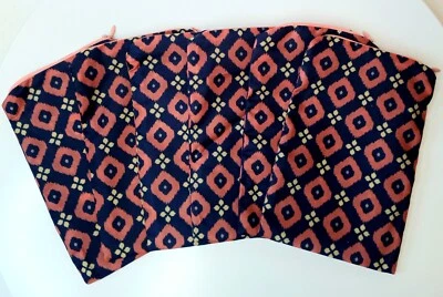 Coloridas bolsas con cremallera Ikat satinada juego de 6 cosméticos artículos de tocador regalos 5" x 8" Foto 1 de 2