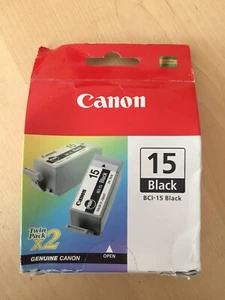 Paquete doble de tinta negra genuino CANON BCI-15 / iP90 iP90v i70 i80 (IVA INC) EN CAJA - Imagen 1 de 1