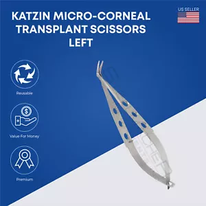 Katzin Micro Corneal Scissor Forceps Scissors 10cm Left/Right Surgical Tools - Picture 1 of 6