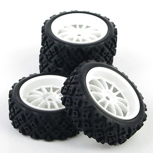 4PCS 1/10 RC Rally Tyres Tires &White Wheel Rim Kit for HSP HPI Model Racing Car - Picture 1 of 6