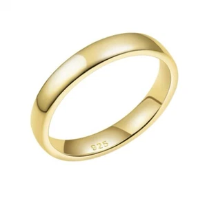 9ct Yellow Gold Engagement Wedding Band Ring Shaped Wedding Gold 925 Ring - Picture 1 of 4
