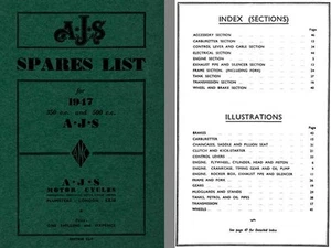 AJS Motor Cycles 1947 Spares List - AJS 1947 - 350 Model 16M and 500 Model 18 Ed - Picture 1 of 1
