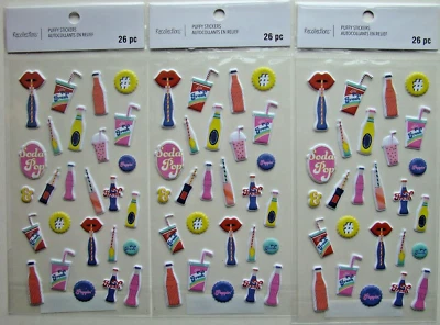 DRINK LOT OF 3 Recollections Puffy Stickers NEW! 666869 soda bottle cap cup pop - Image 1 of 4