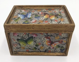 Vintage Wooden Butterfly Trinket Box (Hand Made in Peru) - Picture 1 of 9