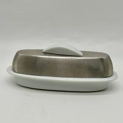 Тарелка с маслом из нержавеющей стали и фарфора Trudeau 7 дюймов - Изображение 1 из 4