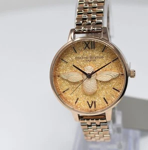 Olivia Burton Glitter 3D Bee Pale Rose Gold Bracelet Watch OB16GD46 - Picture 1 of 9