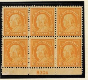 1917 Sc 510 MNH pristine original gum, 10c orange-yellow plate block of 6 8304B - Picture 1 of 1