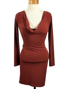 Forever 21 Damen Koralle Langarm U-Boot Kragen Etuikleid Größe Small - Bild 1 von 24