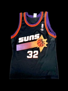 Vintage 90s Champion Phoenix Suns Jason Kidd #32 Jersey Sz Medium Black *Flaw - Picture 1 of 9