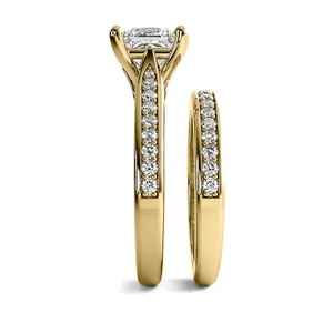 Matching Bridal Set 2.00 Ct I VS1 Natural Princess Cut Diamond Engagement Ring - Picture 1 of 5
