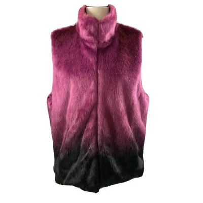 Chaleco de piel Cejón divertido para mujer magenta negro ombre grande piel sintética vegano usado en excelente estado Foto 1 de 4