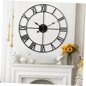 Large Wall Clock for Living Room Decor - 40cm/ 16 40CM Black - Roman Numerals - Picture 1 of 8