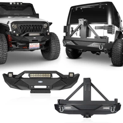 Stubby Front Bumper or Rear Bumper Bar w/Tire Carrier Fit 07-18 Jeep Wrangler JK Foto 1 de 4
