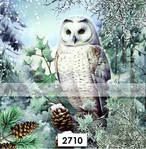 (2710) DOS servilletas de papel para almuerzo decoupage arte artesanía búho nevado invierno pájaro nieve - Imagen 1 de 3