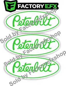 3 Custom White & Green Peterbilt 359 Grille Hood Decal Emblems Truck - Picture 1 of 6