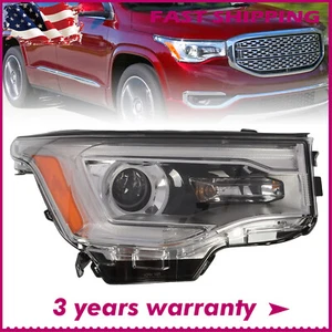 Chrome Halogen Headlight w/LED DRL For 2017-2019 GMC Acadia Headlamp Passenger - Picture 1 of 9