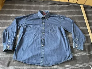 Izod Luxury Sport Denim Shirt Men's X-Large Long Sleeve Button-Down Vintage Wash - Picture 1 of 10