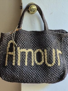 Vintage Amour Brown Woven Raffia Jute Shopper Getaway Women's Tote Bag  - Picture 1 of 23