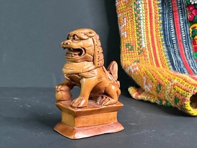 Old Chinese Carved and Signed Netsuke Foo/FU Dog Lion #1 …beautiful collection a - image 1 of 4