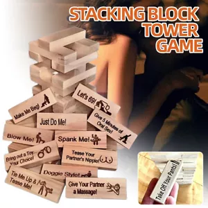 Stacking Block Tower Game Date Toy Adult Couples Jenga Wood Tumbling Tower Game~ - Picture 1 of 15
