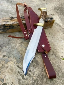 Cuchillo de caza Bowie vintage hecho a mano con mango de cuerno de asta natural cuchillo - Imagen 1 de 5